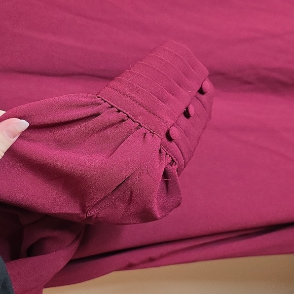 A New Day burgundy puff sleeves v neck midi - Picture 4 of 4